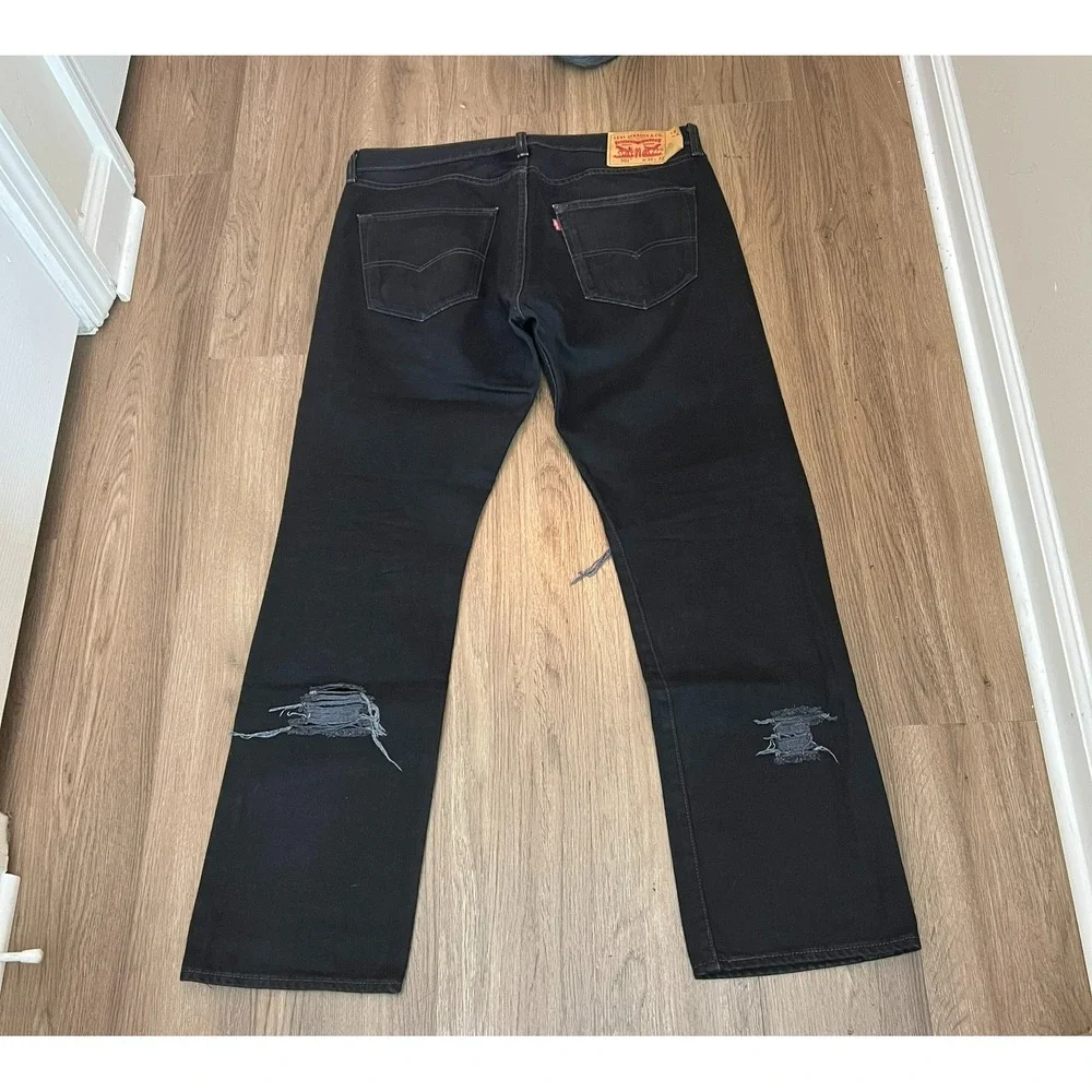 Levi's 501 Jeans 36 Black Button Fly Ripped Straight Leg Grunge Skater Y2K